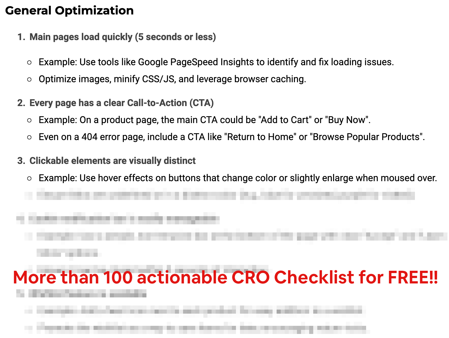 Ecommerce CRO checklist preview