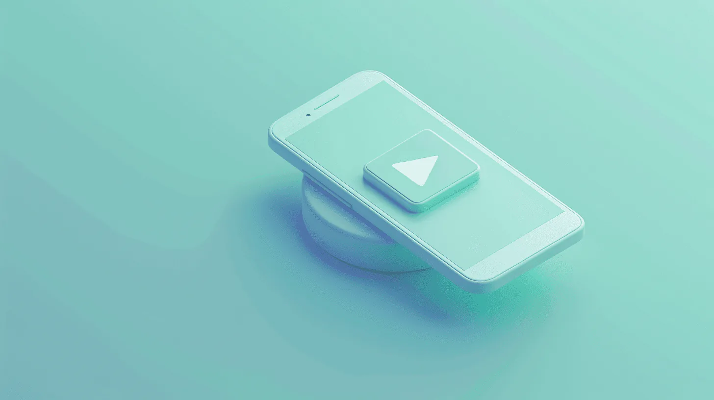 A smartphone resting on a platform with a large play button, hinting at video placements and mobile ad inventory.