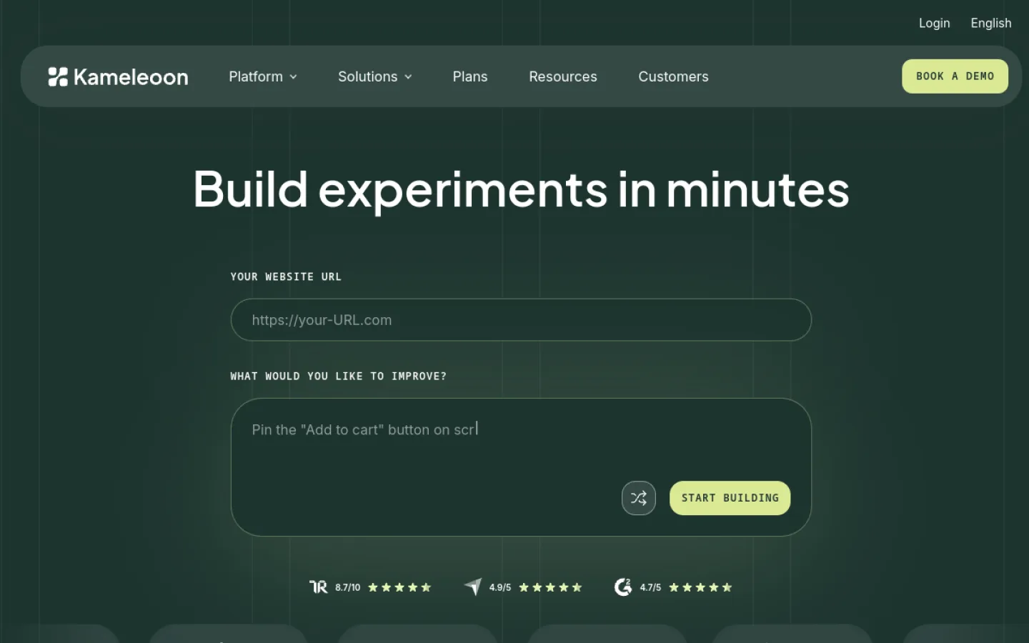 Kameleoon homepage screenshot
