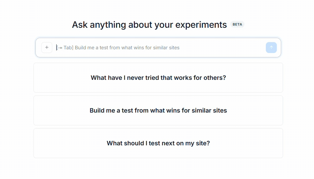 Le Mida Agent dans l'application Mida, avec l'invite « Ask anything about your experiments » et des questions suggérées